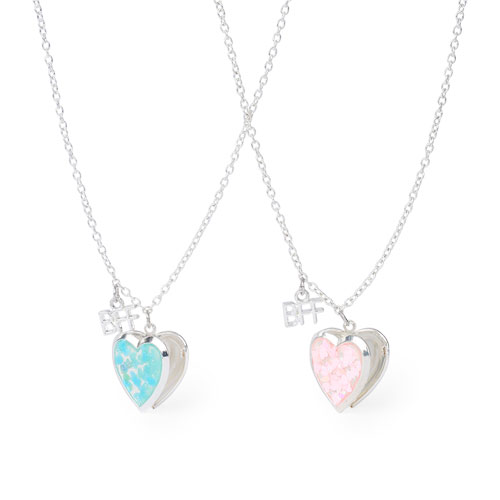 Girls Confetti Heart BFF Locket Necklace 2-Pack