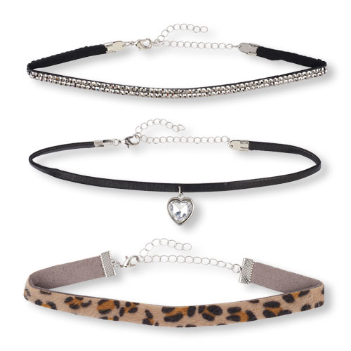 Girls Leopard Printed Choker Necklace 3-Pack