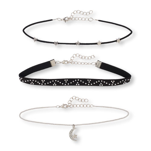 Girls Star Studded Choker Necklace 3-Pack
