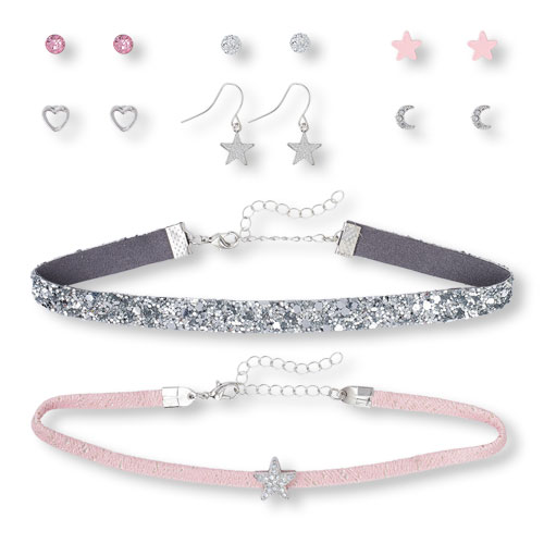 Girls Star Choker And Earrings 8-Pack