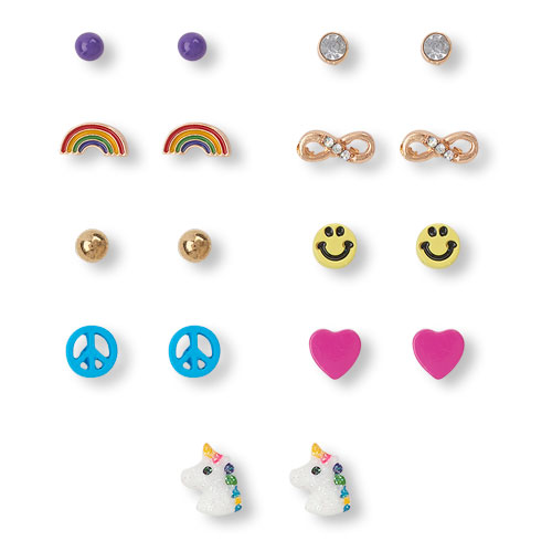 Girls Rainbow Earrings 9-Pack