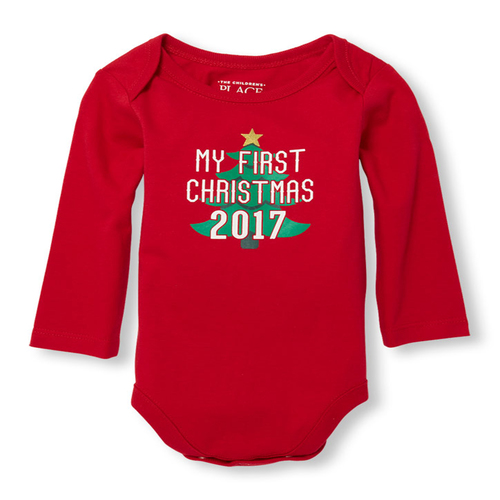 Unisex Baby Long Sleeve 'My First Christmas 2017' Graphic Bodysuit