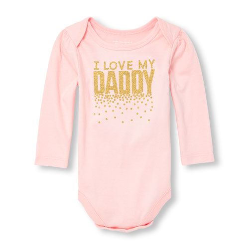 Baby Girls Long Sleeve Foil 'I Love My Daddy' Graphic Bodysuit
