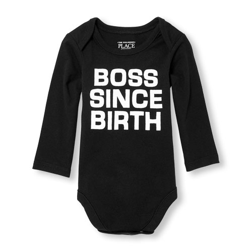 Unisex Baby Long Sleeve 'Boss Since Birth' Graphic Bodysuit