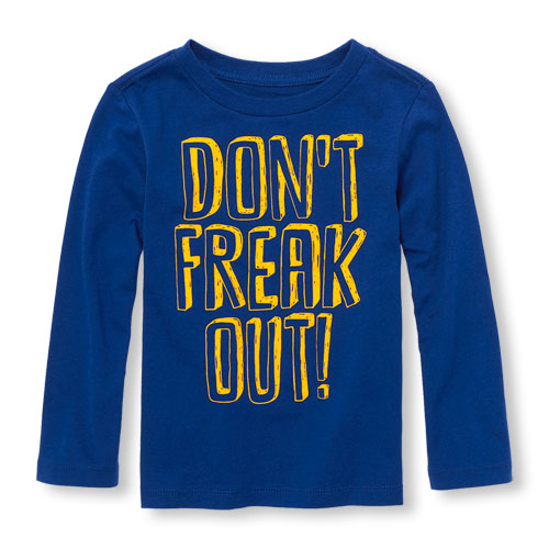 Toddler Boys Long Sleeve 'Don't Freak Out' Graphic Tee