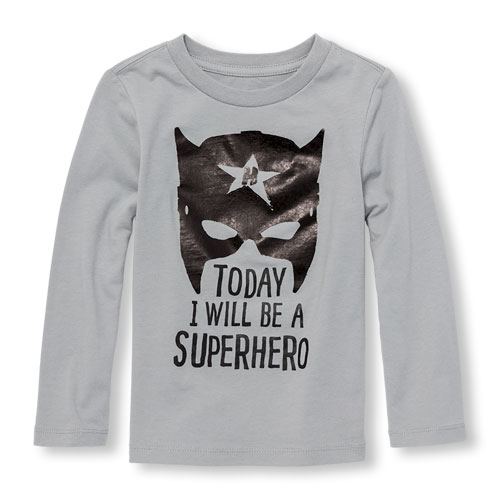 Toddler Boys Long Sleeve 'Today I Will Be A Superhero' Graphic Tee