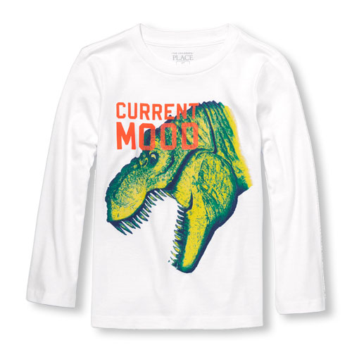 Toddler Boys Long Sleeve 'Current Mood' Dino Graphic Tee