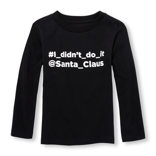 Toddler Boys Long Sleeve 'Hashtag I Didn't Do It Santa Claus' Graphic Tee