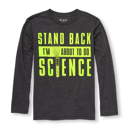Boys Long Sleeve Neon 'Stand Back I'm About To Do Science' Graphic Tee