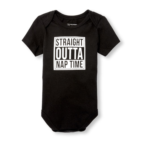 Unisex Baby Short Sleeve 'Straight Outta Nap Time' Graphic Bodysuit