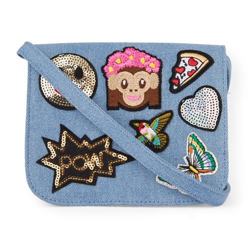 Girls Embellished Patch Denim Bag