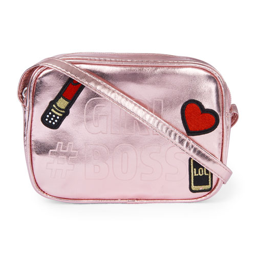 Girls Embellished Patch 'Girl Boss' Metallic Bag
