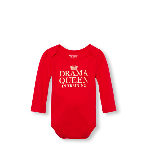 Baby Girls Mommy And Me Long Sleeve Glitter 'Drama Queen In Training' Matching Graphic Bodysuit