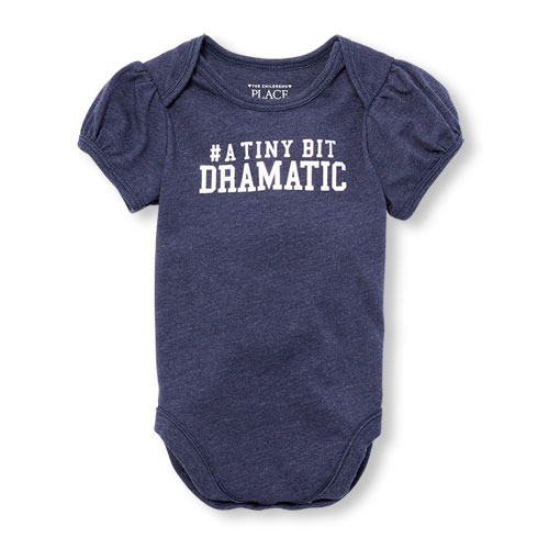 Baby Girls Mommy And Me Short Sleeve 'Hashtag A Tiny Bit Dramatic' Matching Graphic Bodysuit