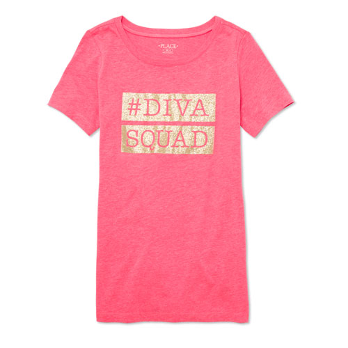 Womens Mommy And Me Short Sleeve Glitter 'Diva Squad' Neon Matching Graphic Tee