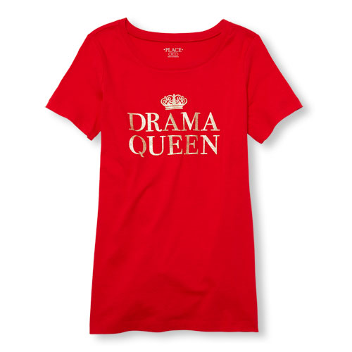 Womens Mommy And Me Short Sleeve Glitter 'Drama Queen' Matching Graphic Tee