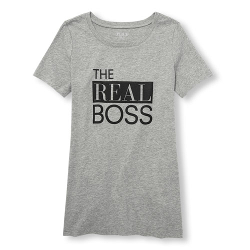 Womens Mommy And Me Short Sleeve 'The Real Boss' Matching Graphic Tee