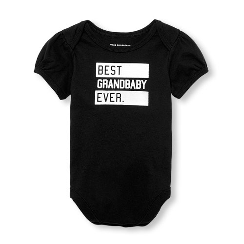 Baby Girls Short Sleeve 'Best Grandbaby Ever' Matching Family Graphic Bodysuit