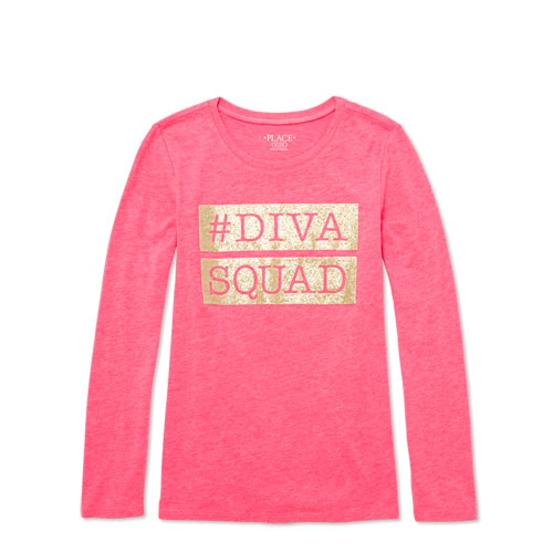 Girls Mommy And Me Long Sleeve 'Diva Squad' Matching Graphic Tee