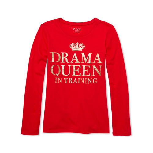 Girls Mommy And Me Long Sleeve Glitter 'Drama Queen In Training' Matching Graphic Tee