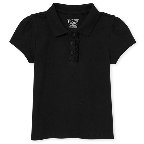 

s Toddler Uniform Ruffle Pique Polo - Black - The Children's Place