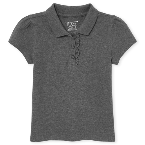 

s Toddler Uniform Ruffle Pique Polo - Gray - The Children's Place