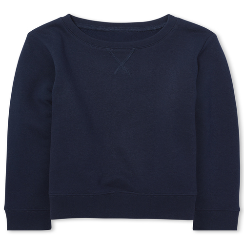 

Girls Uniform Active French Terry Sweatshirt - Blue - The Children's Place