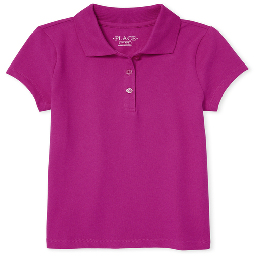

Girls Uniform Pique Polo - Pink - The Children's Place