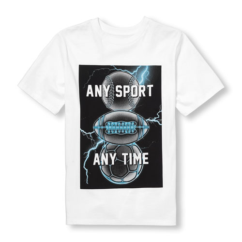 Boys Short Sleeve 'Any Sport Any Time' Graphic Tee