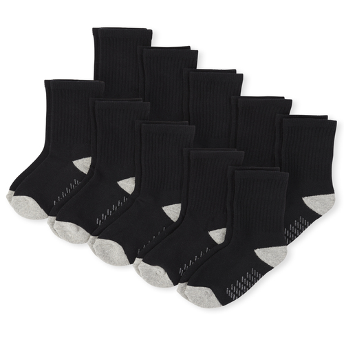 s Toddler Boys Crew Socks 10-Pack - Black - The Children's Place
