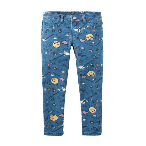Girls Rockstar Doodle Print Denim Woven Jeggings