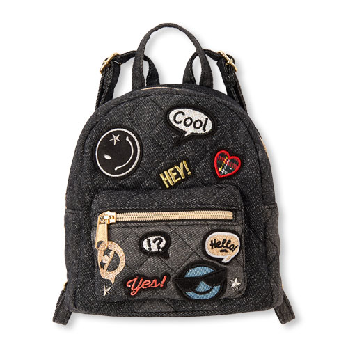 Girls Emoji Patch Quilted Mini Backpack