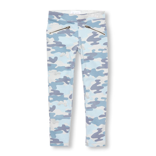 

Girls Glitter Camo French Terry Pull On Jeggings - Gray - The Children's Place