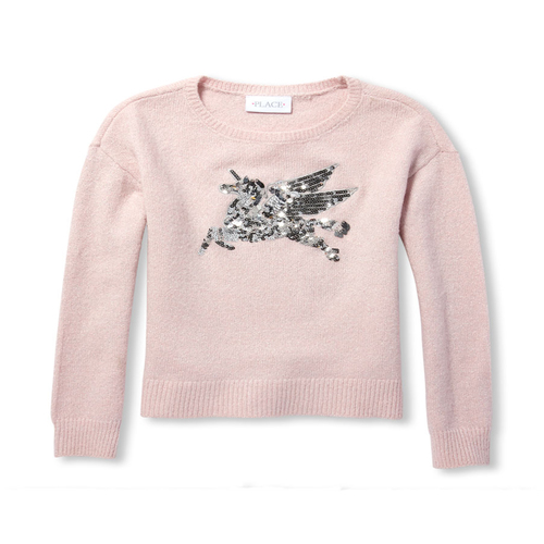 

Girls Sequin Graphic Metallic Sweater - Purple - The Children's Place