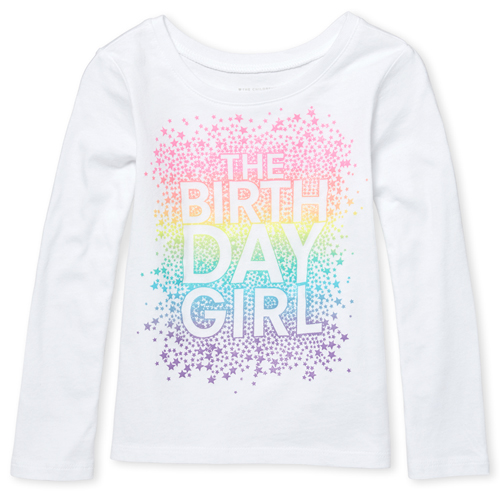 

s Baby And Toddler Glitter Birthday Girl Graphic Tee - White T-Shirt - The Children's Place