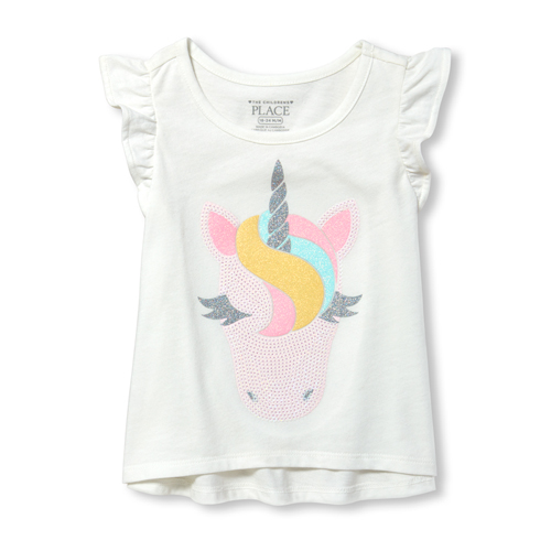 

s Baby And Toddler Glitter Top - White - The Children's Place