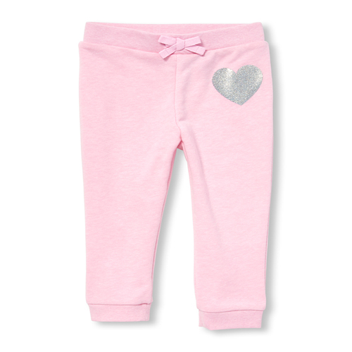 

Baby Girls Baby And Toddler Active Glitter French Terry Jogger Pants - Pink - The Children's Place