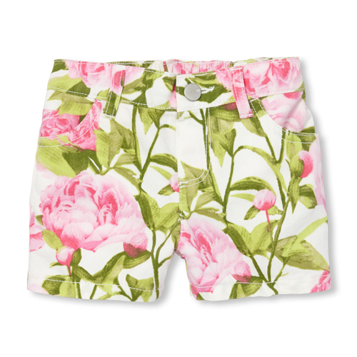 

Newborn Baby And Toddler Floral Shorts - White - The Children's Place