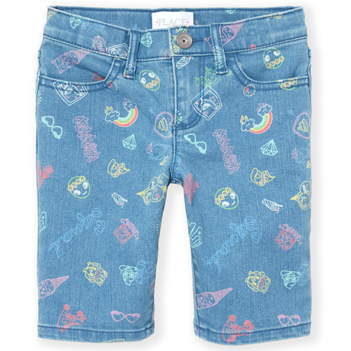 

s Doodle Denim Skimmer Shorts - Blue - The Children's Place