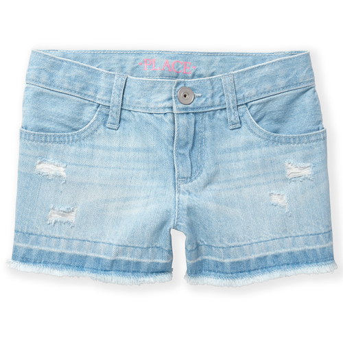 

s Let Down Hem Distressed Denim Shortie Shorts - The Children's Place