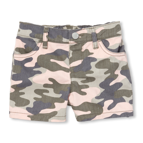 

s Baby And Toddler Camo Denim Shorts - Pink - The Children's Place