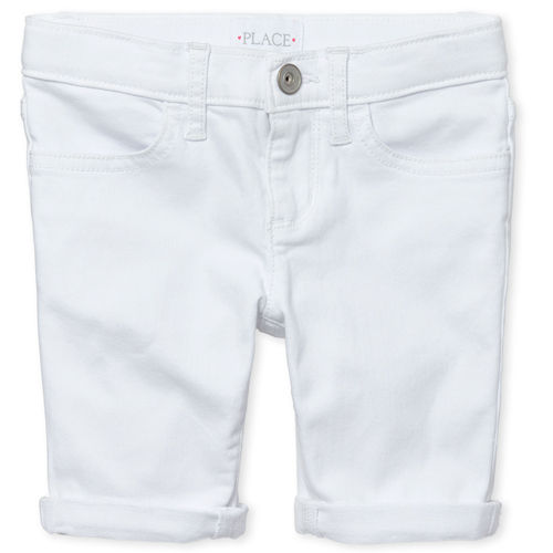 

s Roll Cuff Denim Skimmer Shorts - White - The Children's Place