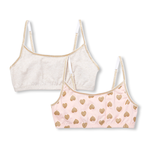 

s Glitter Heart Bralette 2-Pack - Pink - The Children's Place