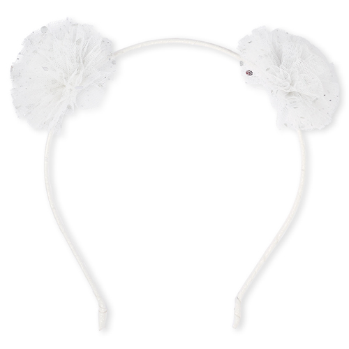 

Girls Pom Pom Glitter Headband - White - The Children's Place