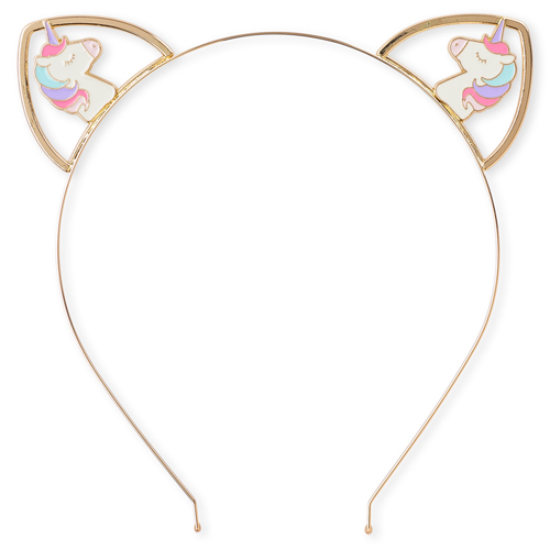 

Girls Unicorn Cat Ears Metal Headband - Metallic - The Children's Place