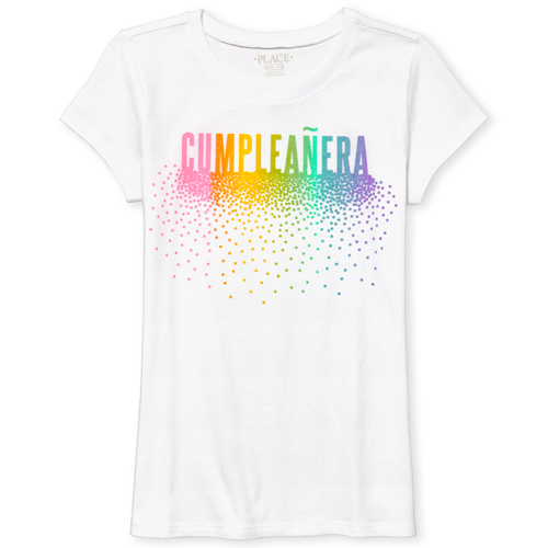 

Girls Glitter Cumpleanera Graphic Tee - White T-Shirt - The Children's Place
