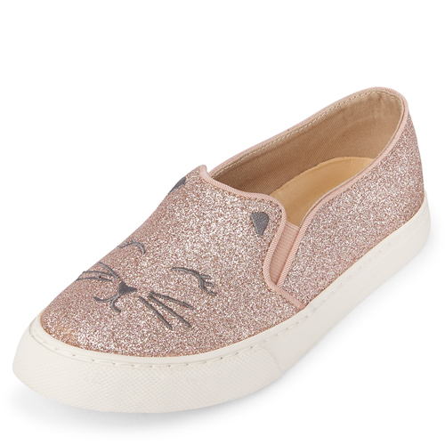 

s Glitter Cat Slip On Sneakers - Metallic - The Children's Place