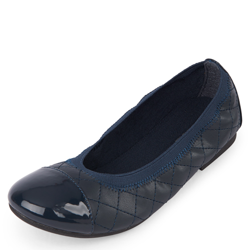 

Girls Uniform Quilted Ballet Flats - Blue - The Children's Place