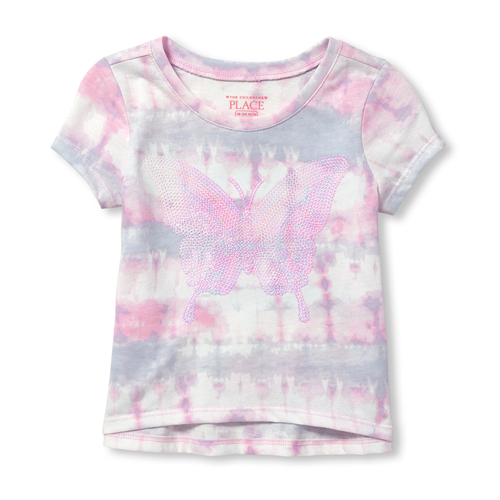 

s Baby And Toddler Sequin Butterfly Tie Dye Top - Pink - The Children's Place