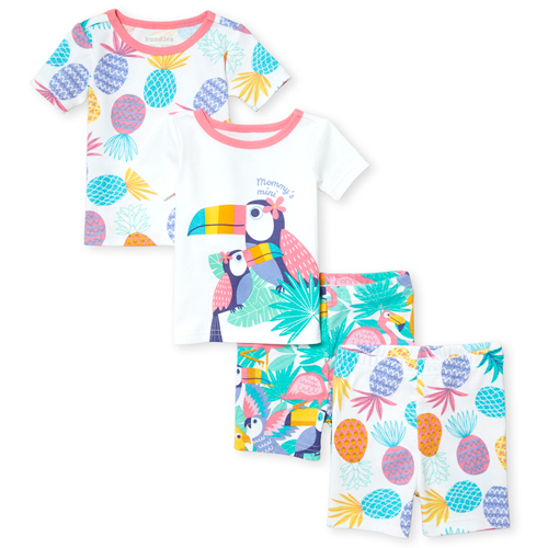 

s Baby And Toddler Mom Snug Fit Cotton 4-Piece Pajamas - White - The Children's Place